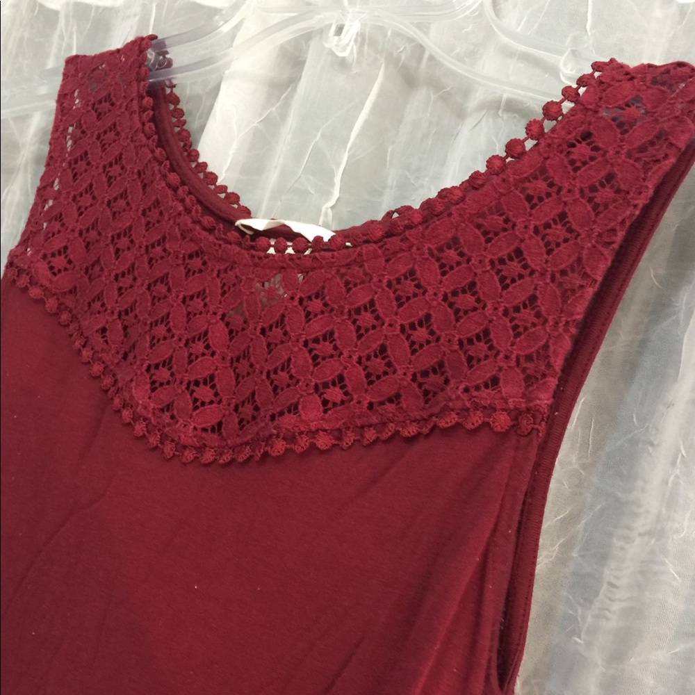 Embroidered maroon tank blouse
